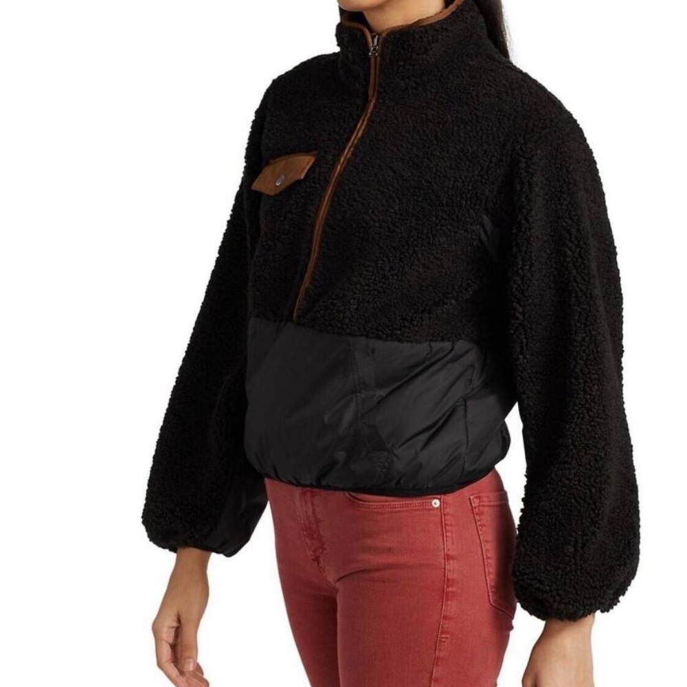 Frame Denim Black and Brown Sherpa Jacket